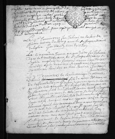 Baptêmes, mariages, sépultures, 1727