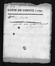 Collection du greffe. Baptêmes, mariages, sépultures, 1791