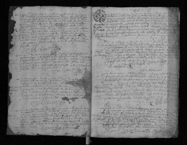 Collection communale. Baptêmes, mariages, sépultures, 1674-1697