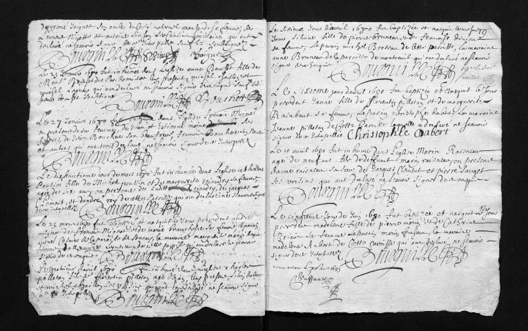 Collection communale. Baptêmes, mariages, sépultures, janvier 1680-5 juin 1680