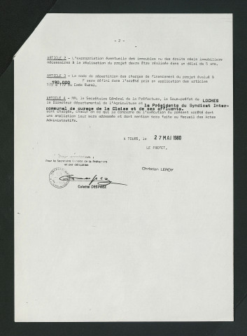 Projet de déversoir à construire au moulin de Cuffoux, déclaration d'utilité publique (27 mai 1980)