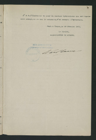 Arrêté préfectoral de mise en demeure d'exécution de travaux (23 février 1901)