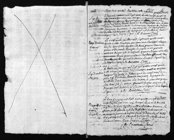 Collection du greffe. Baptêmes, mariages, sépultures, 1784