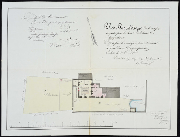 Plan [1835], plan géométrique (1844), plan géométrique de la maison acquise par la commune (1844).