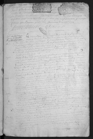 Insinuations suivant le tarif (3 juillet 1705-2 mars 1706)