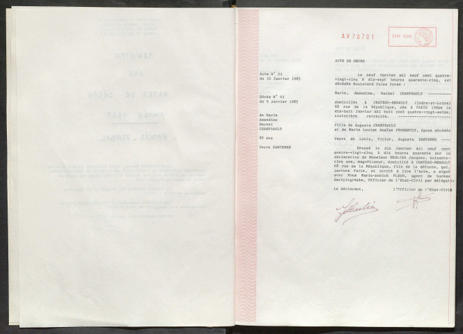 Décès, 1985