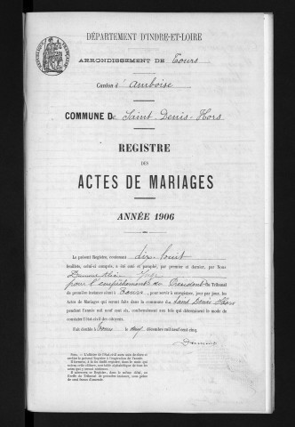 Saint-Denis-Hors. Mariages, 1906-1909