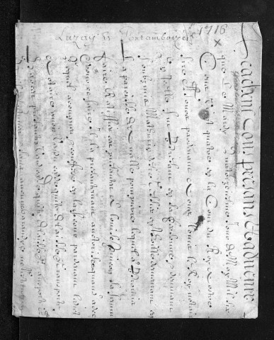 Collection du greffe. Baptêmes, mariages, sépultures, 1716-1717