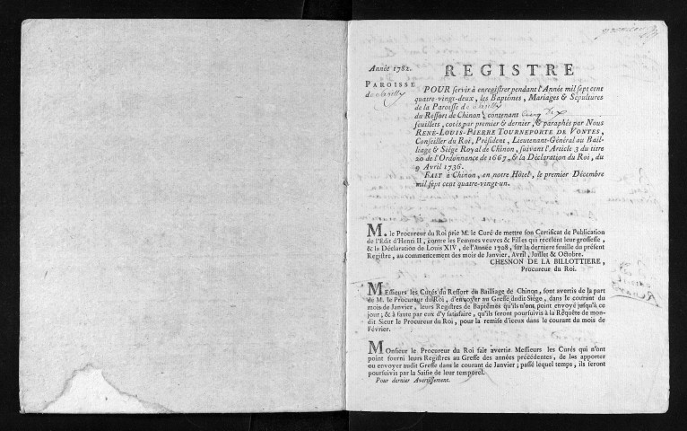 Baptêmes, mariages, sépultures, 1782