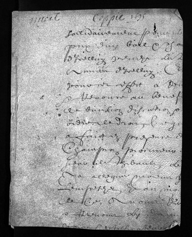 Collection du greffe. Baptêmes, mariages, sépultures, 1695 - Les années 1685-1694 sont lacunaires dans cette collection