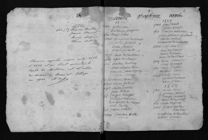 Collection communale. Table chronologique des baptêmes, mariages, sépultures et naissances, mariages, décès, 1585-1801