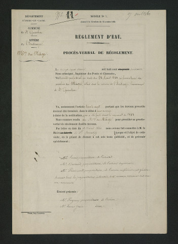 Vérification de la conformité au règlement d'eau de 1853, visite de l'ingénieur (27 avril 1860)