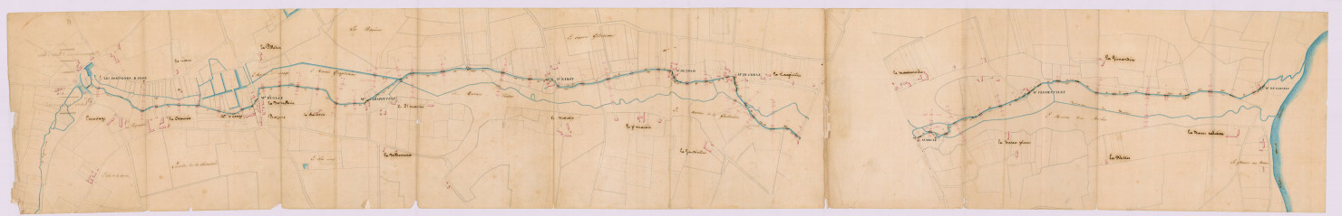 Règlement des moulins de la rivière de la Fontaine d'Ozon. Plan général (7 octobre 1846)