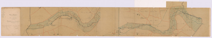 Plan général de la rivière d'Esves et de ses moulins dans la commune de Marcé (5 mai 1860)