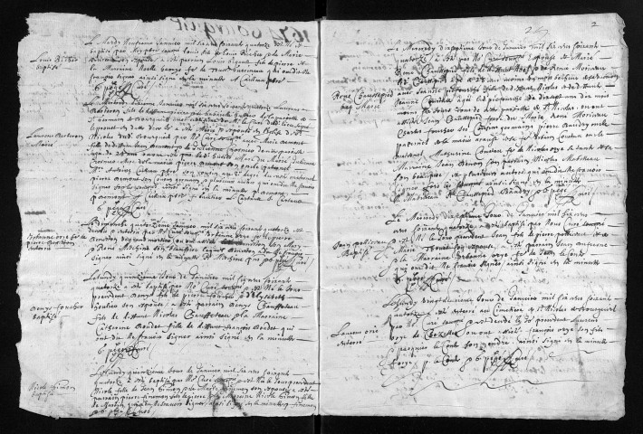 Baptêmes, mariages, sépultures, 1674