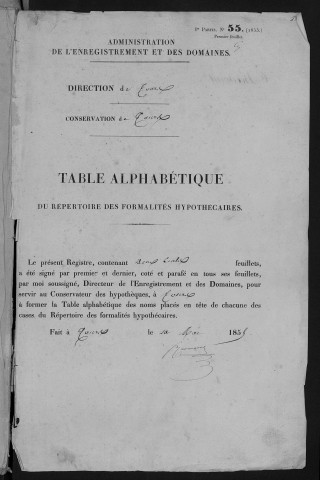 N° 77	: Table complémentaire A-Z