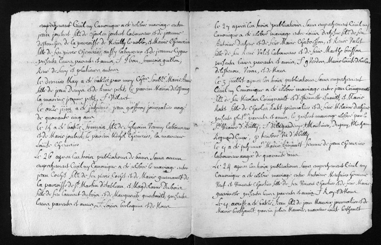 Collection du greffe. Baptêmes, mariages, sépultures, 1724