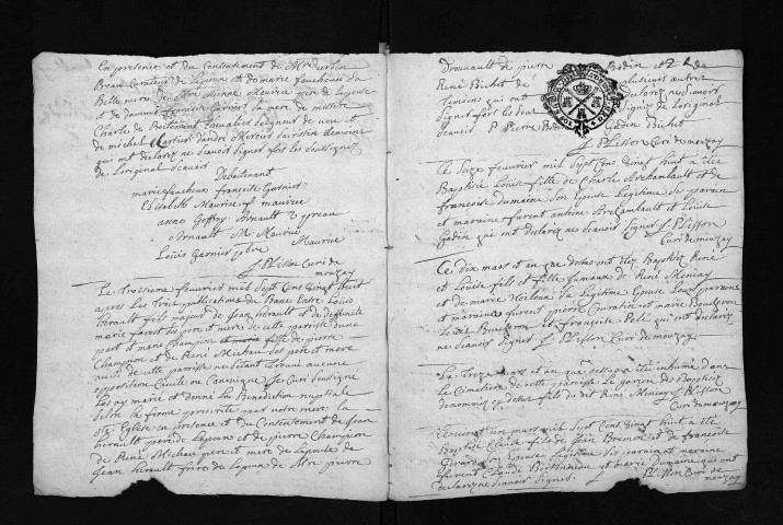 Collection du greffe. Baptêmes, mariages, sépultures, 1728