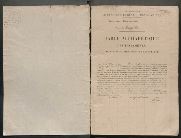 Table des testaments, donations et dispositions éventuelles – 1846-1865