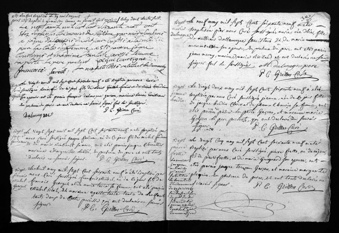 Collection du greffe. Baptêmes, mariages, sépultures, 1769