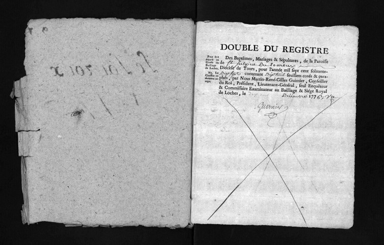 Collection du greffe. Baptêmes, mariages, sépultures, 1777