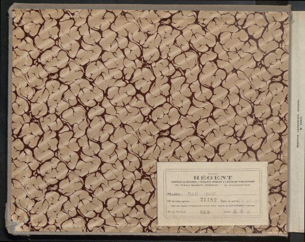 Table des comptes de la matrice. Comptes actifs personnes morales et A - G.