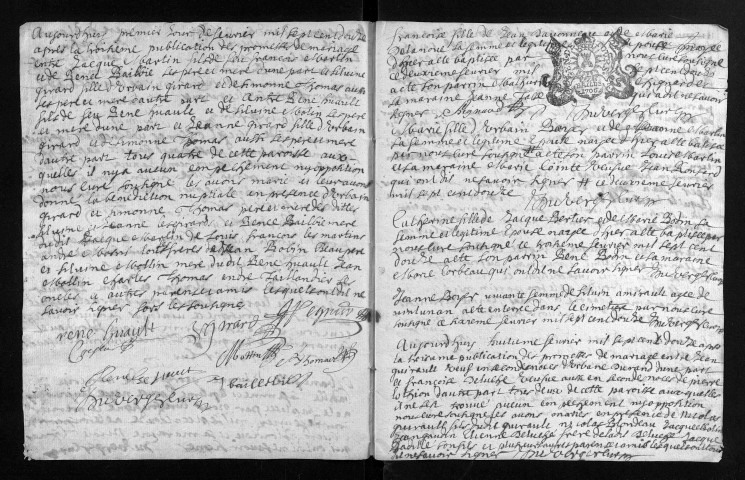 Baptêmes, mariages, sépultures, 1712