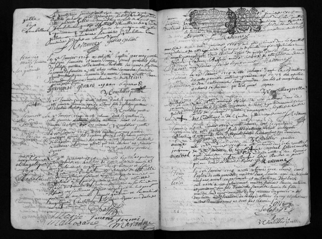 Collection communale. Baptêmes, mariages, sépultures, 1714
