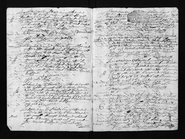 Collection du greffe. Baptêmes, mariages, sépultures, 1704 - L'année 1703 est lacunaire dans cette collection