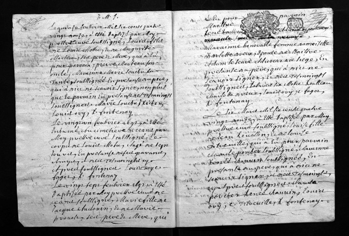 Collection du greffe. Baptêmes, mariages, sépultures, 1692-1693 - Les années 1686-1691 sont lacunaires dans cette collection