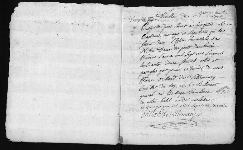 Collection du greffe. Baptêmes, mariages, sépultures, 16 janvier-30 décembre 1760 - L'année 1761 est lacunaire dans cette collection