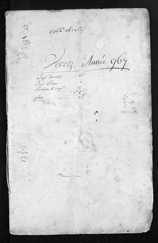 Collection du greffe. Baptêmes, mariages, sépultures, 1767