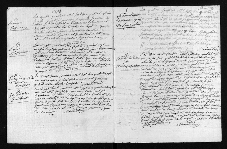 Baptêmes, mariages, sépultures, 1781