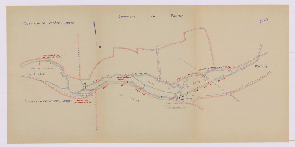 Demande s'assèchement du bief et du canal de fuite : plan des lieux (1938)