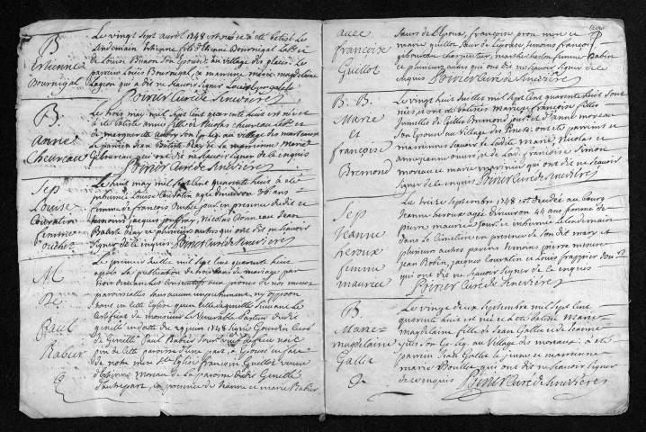 Baptêmes, mariages, sépultures, 1748