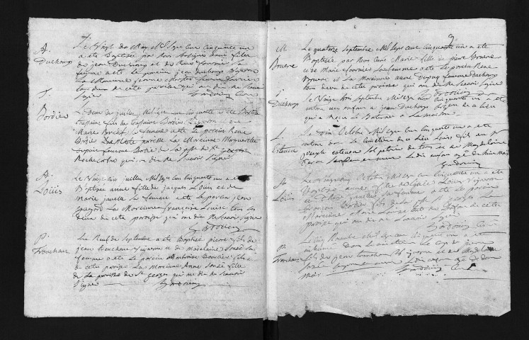 Collection du greffe. Baptêmes, mariages, sépultures, 1751