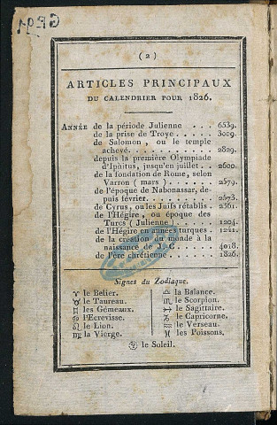 Annuaire du département de l'Indre-et-Loire - 1826.