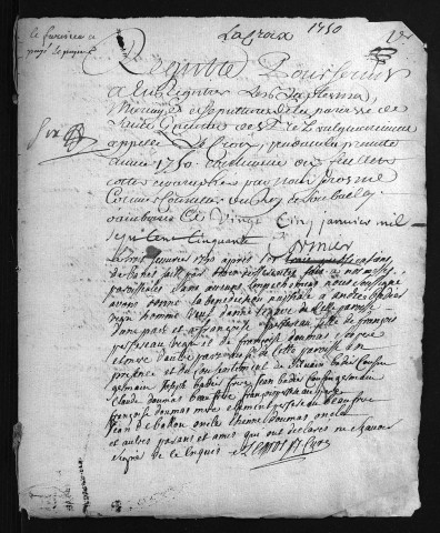 Collection du greffe. Baptêmes, mariages, sépultures, 1750-1751