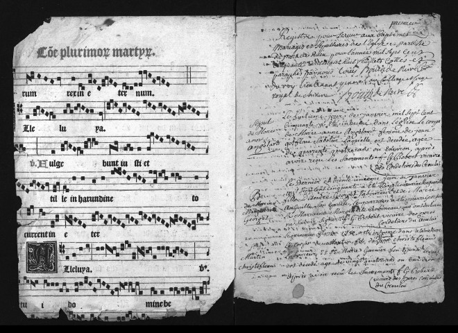 Collection du greffe. Baptêmes, mariages, sépultures, 1750