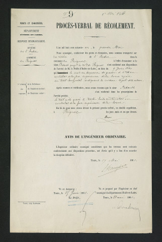 Procès-verbal de récolement (1er mai 1861)