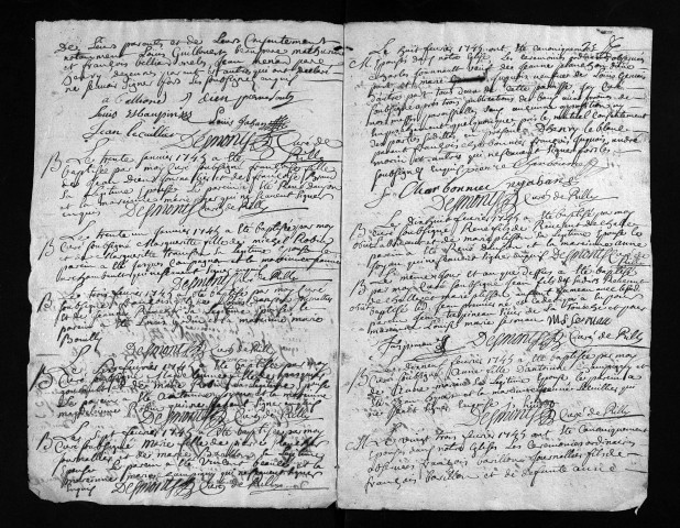 Baptêmes, mariages, sépultures, 1745