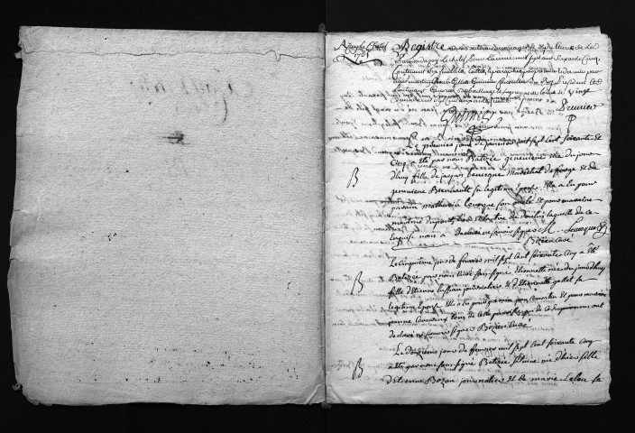 Collection du greffe. Baptêmes, mariages, sépultures, 1765