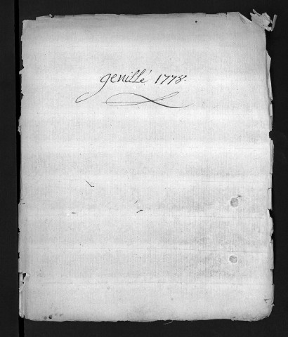 Collection du greffe. Baptêmes, mariages, sépultures, 1778