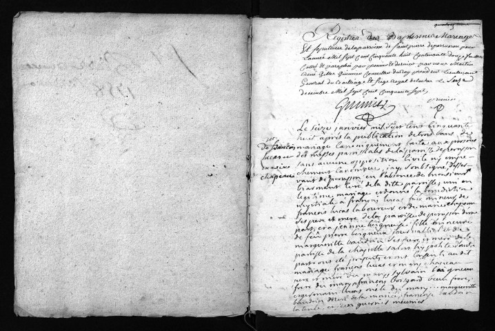 Collection du greffe. Baptêmes, mariages, sépultures, 1758