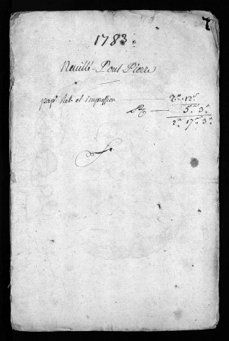 Collection du greffe. Baptêmes, mariages, sépultures, 1783