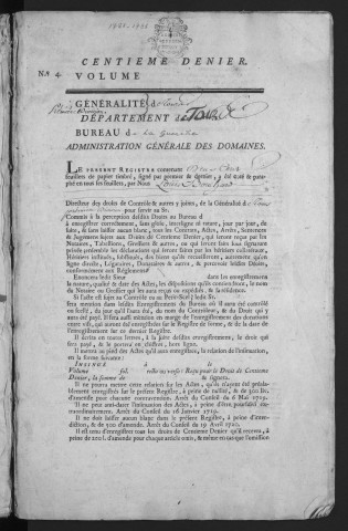 Centième denier (20 octobre 1781-31 janvier 1791)