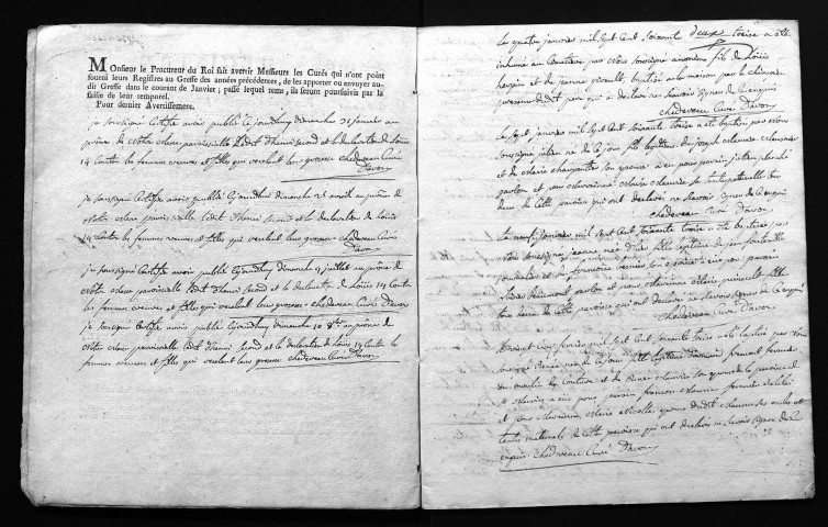 Collection du greffe. Baptêmes, mariages, sépultures, 1773