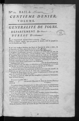 Centième denier et insinuations suivant le tarif (21 juin 1767-3 mai 1771)