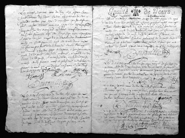 Collection du greffe. Baptêmes, mariages, sépultures, 1675-5 janvier 1677