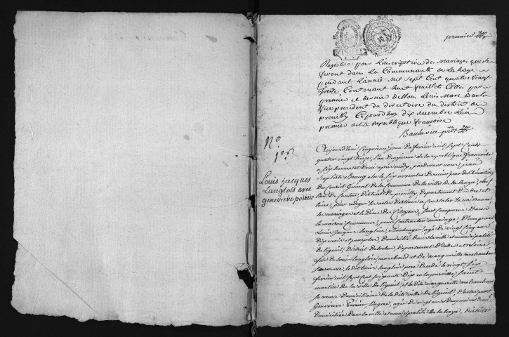 Mariages, 1793-an II